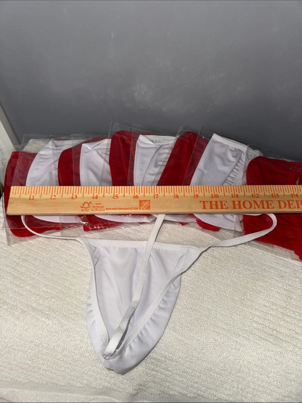 Men's Low-Rise Satin Micro Thong - White XL good stretch (New) 5-red 5 white